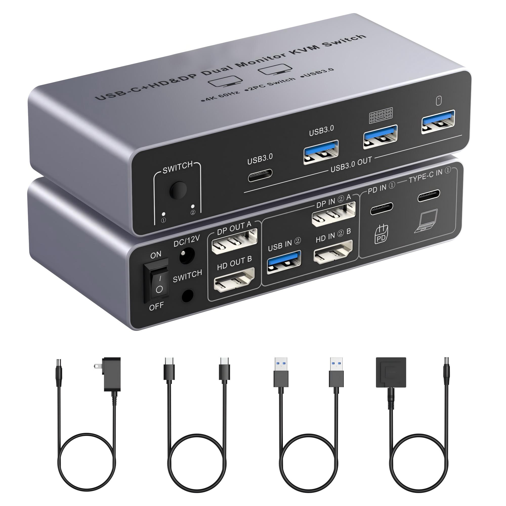 HDM DP KVM Switch 2 Monitor 2  - Kvm Switch Dual Monitor 评论和价格