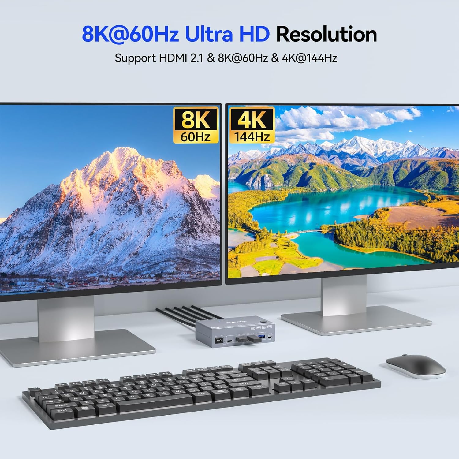 8K KVM Switch 2 Monitors 2 com - Kvm Switch Dual Monitor 评论和价格