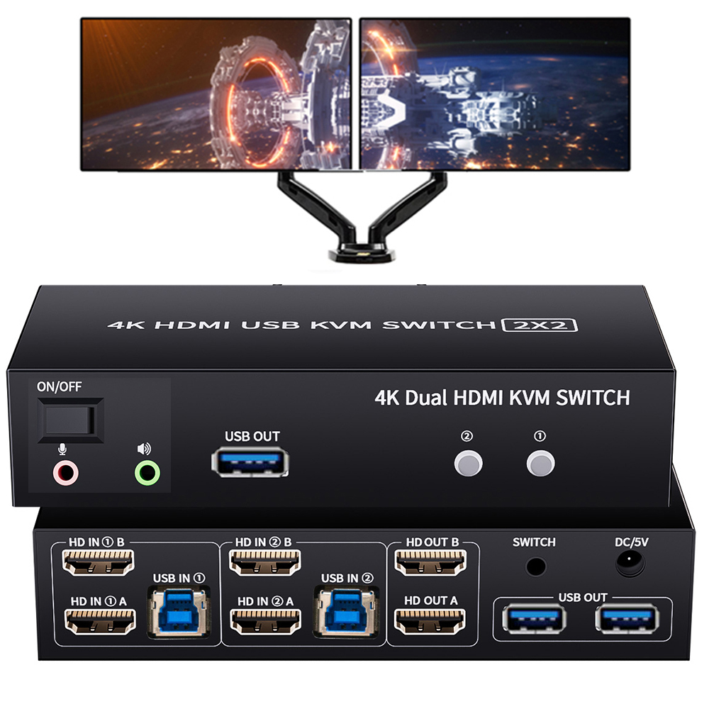 Dual Monitor HDMI KVM Switch 2 - Kvm Switch Dual Monitor 评论和价格