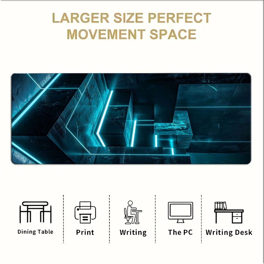 Cyan Neon Tech Geometric Large - Office Tech Desk 评论和价格