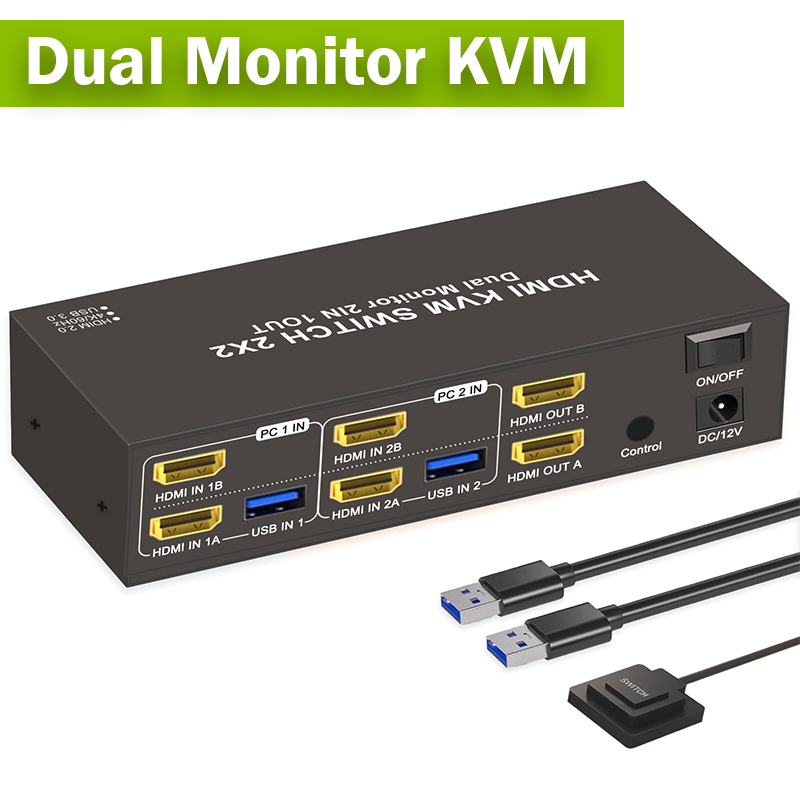 2x2 Dual Monitor HDMI KVM Swit - Kvm Switch Dual Monitor 评论和价格