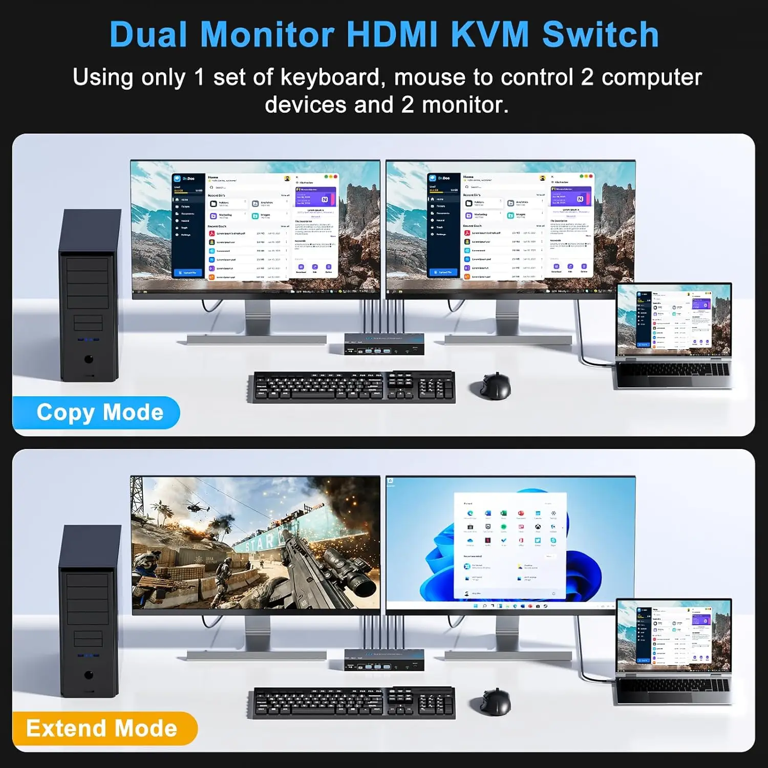 KVM Switch 2 Computers 2 Monit - Kvm Switch Dual Monitor 评论和价格