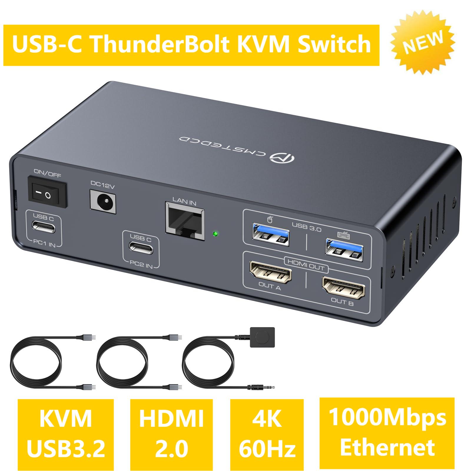 USB C KVM Switch 2 Monitors 2  - Kvm Switch Dual Monitor 评论和价格