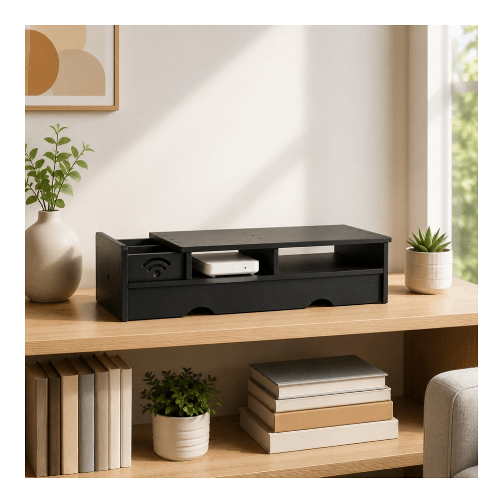 Black Matte WiFi Router Storag - Office Tech Desk 评论和价格