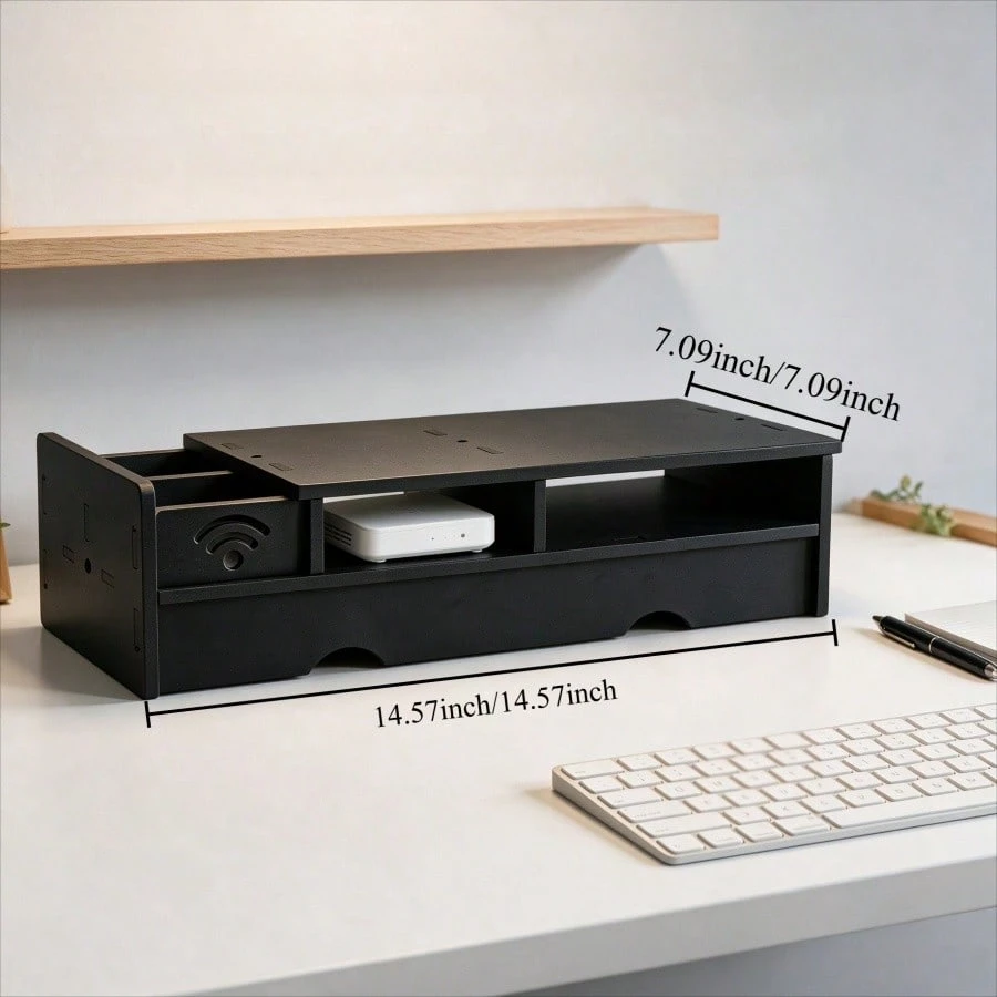 Black Matte WiFi Router Storag - Office Tech Desk 评论和价格