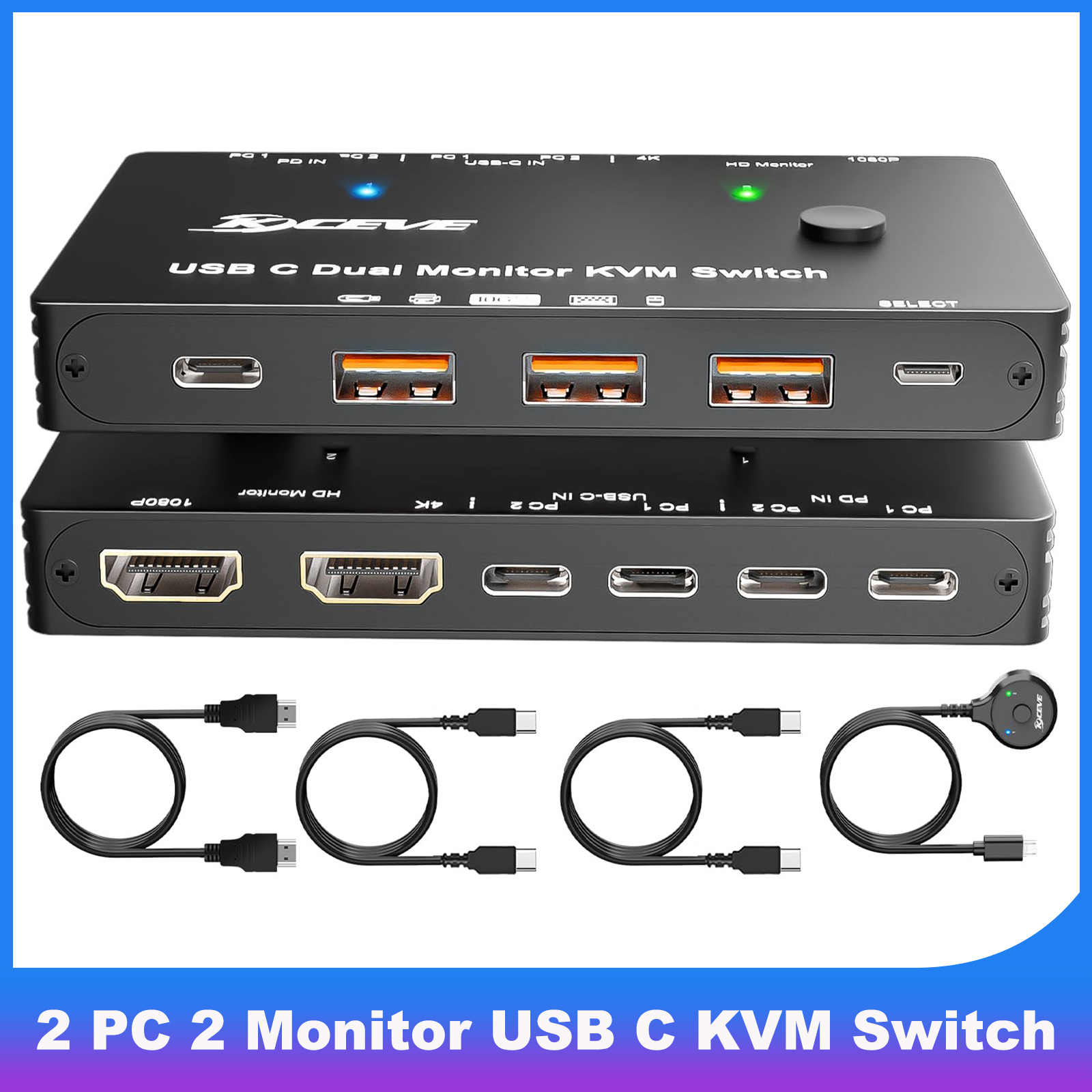 4K/1080P@60Hz USB C Dual Monit - Kvm Switch Dual Monitor 评论和价格